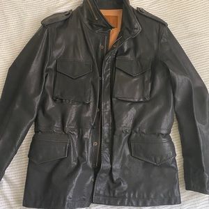 Timberland men’s leather coat; military style